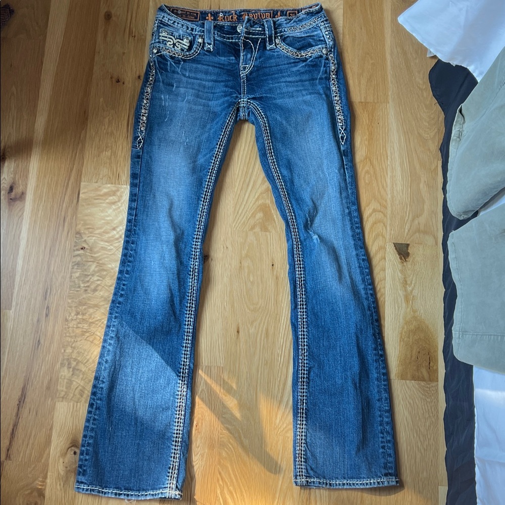 Women’s Rock Revival Buckle Exclusive Fleur De Lis Bootcut Jeans - Size 26 - Picture 5 of 12